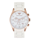 Emporio Armani Sportivo White Dial White Rubber Strap Watch For Men - AR5919