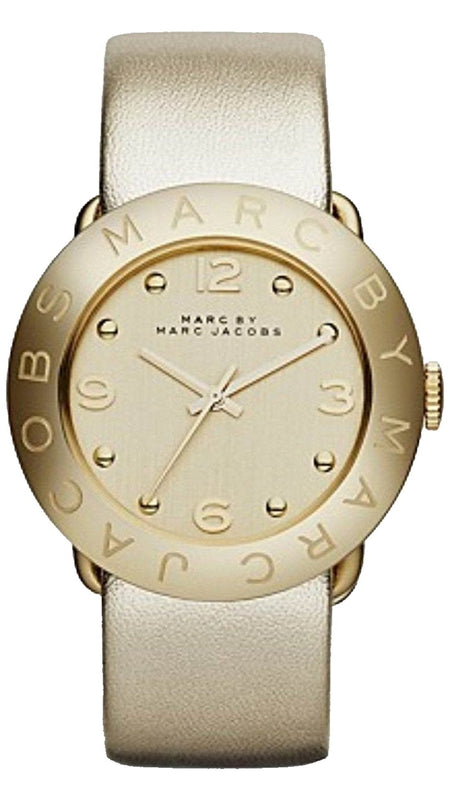 Buy Shop Marc Jacobs Amy Gold Dial Gold Leather Strap Watch for Women - MBM8627 USA Online
