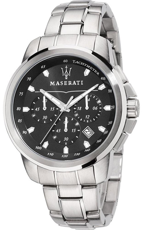 Buy Shop Maserati Successo Chronograph Black Dial Silver Steel Strap Watch For Men - R8873621001 USA Online