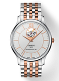 Buy Shop Tissot Tradition Powermatic 80 Open Heart Silver Dial Two Tone Steel Strap Watch For Men - T063.907.22.038.01 USA Online
