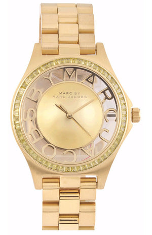 Buy Shop Marc Jacobs Henry Transparent Gold Dial Gold Steel Strap Watch for Women - MBM3338 USA Online