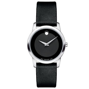 Buy Shop Movado Museum Classic Black Dial Black Leather Strap Watch For Women - 0606503 USA Online