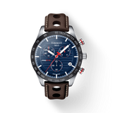 Buy Shop Tissot PRS 516 Chronograph Blue Dial Brown Leather Strap Watch For Men - T100.417.16.041.00 USA Online