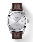 Buy Shop Tissot Gentleman Powermatic 80 Silicium Silver Dial Brown Leather Strap Watch For Men - T127.407.16.031.01 USA Online
