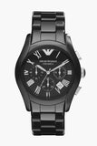 Emporio Armani Valente Chronograph Black Dial Black Ceramic Strap Watch For Men - AR1400