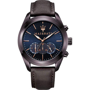 Buy Shop Maserati Traguardo Chronograph Blue Dial Brown Leather Strap Watch For Men - R8871612008 USA Online