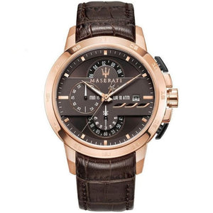 Buy Shop Maserati Ingegno Chronograph Brown Dial Brown Leather Strap Watch For Men - R8871619001 USA Online