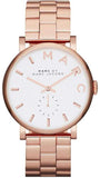 Marc Jacobs Baker White Dial Rose Gold Steel Strap Watch for Women - MBM3244