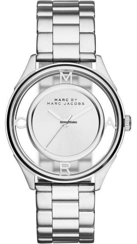 Buy Shop Marc Jacobs Tether Transparent Silver Dial Silver Steel Strap Watch for Women - MBM3412 USA Online