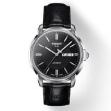 Buy Shop Tissot Automatics III Day Date Black Dial Black Leather Strap Watch For Men - T065.430.16.051.00 USA Online