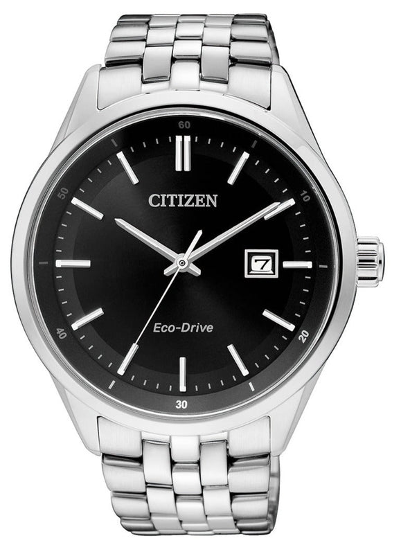 Buy Shop Citizen Eco Drive Black Dial Silver Steel Strap Watch For Men - BM7250-56E USA Online