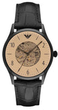 Buy Shop Emporio Armani Meccanico White Dial Black Leather Strap Watch For Men - AR1923 USA Online