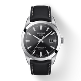 Buy Shop Tissot Gentleman Powermatic 80 Silicium Black Dial Black Leather Strap Watch For Men - T127.407.16.051.00 USA Online