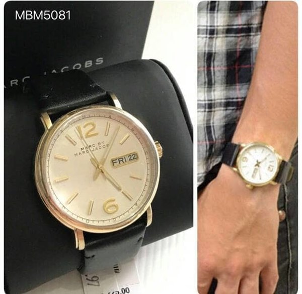 Buy Shop Marc Jacobs Fergus White Dial Black Leather Strap Watch for Men - MBM5081 USA Online