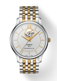 Buy Shop Tissot Tradition Powermatic 80 Open Heart Silver Dial Two Tone Steel Strap Watch For Men - T063.907.22.038.00 USA Online
