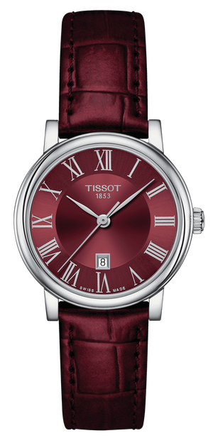 Buy Shop Tissot Carson Premium Lady Maroon Dial Maroon Leather Strap Watch For Women - T122.210.16.373.00 USA Online