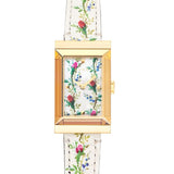 Buy Shop Gucci G-Frame Floral Mother of Pearl Dial White Leather Strap Watch For Women - YA147407 USA Online