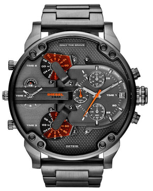 Diesel Mr Daddy 2.0 Chronograph Grey Dial Grey Steel Strap Watch For Men - DZ7315