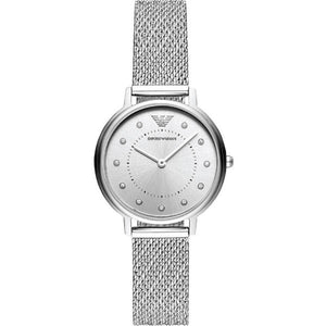 Buy Shop Emporio Armani Kappa Silver Dial Silver Mesh Bracelet Watch For Women - AR11128 USA Online
