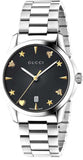 Gucci G Timeless Black Dial Silver Steel Strap Watch For Women - YA1264029A