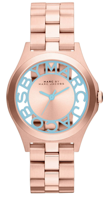 Buy Shop Marc Jacobs Henry Rose Gold Dial Rose Gold Steel Strap Watch for Women - MBM3296 USA Online