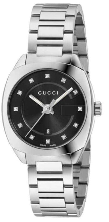 Buy Shop Gucci GG2570 Diamonds Black Dial Silver Steel Strap Watch For Women - YA142503 USA Online