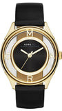 Buy Shop Marc Jacobs Tether Black Dial Black Leather Strap Watch for Women - MBM1376 USA Online