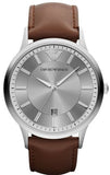 Buy Shop Emporio Armani Renato Silver Dial Brown Leather Strap Watch For Men - AR2463 USA Online