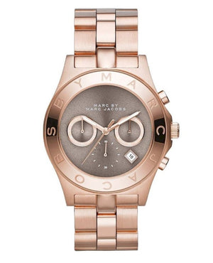 Marc Jacobs Blade Sunray Brown Dial Rose Gold Stainless Steel Strap Watch for Women - MBM3308