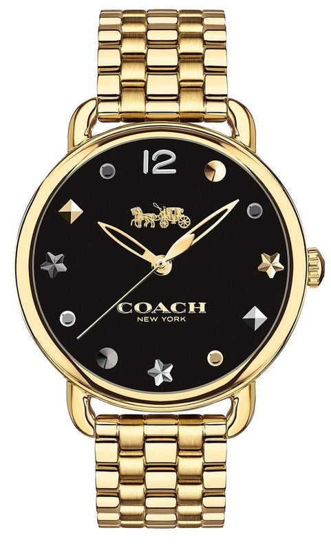 Buy Shop Coach Delancey Black Dial Gold Stainless Steel Strap Watch For Women - 14502813 USA Online