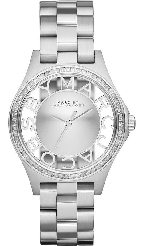 Buy Shop Marc Jacobs Henry Transparent Silver Dial Silver Steel Strap Watch for Women - MBM3337 USA Online
