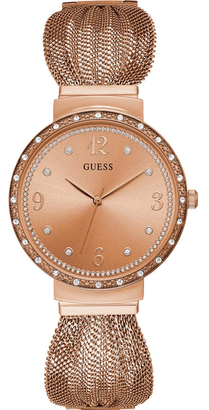 Buy Shop Guess Chiffon Rose Gold Dial Mesh Bracelet Watch For Women - W1083L3 USA Online