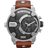 Buy Shop Diesel SBA Dual Time Black Dial Brown Leather Strap Watch For Men - DZ7264 USA Online