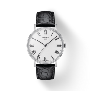 Buy Shop Tissot Everytime Medium White Dial Black Leather Strap Watch For Men - T109.410.16.033.01 USA Online