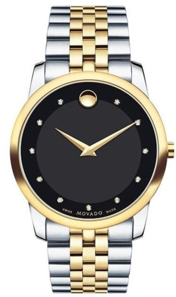 Buy Shop Movado Museum Classic Diamonds Black Dial Two Tone Steel Strap Watch For Men - 0606879 USA Online