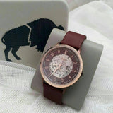 Buy Shop Fossil Vintage Muse Automatic Skeleton Maroon Dial Maroon Leather Strap Watch for Women - ME3137 USA Online