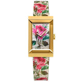 Buy Shop Gucci G-Frame Floral Mother of Pearl Dial White Leather Strap Watch For Women - YA147406 USA Online