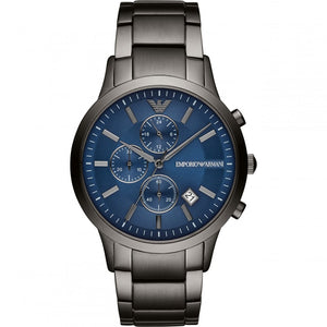 Buy Shop Emporio Armani Renato Chronograph Blue Dial Grey Steel Strap Watch For Men - A11215 USA Online