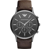 Emporio Armani Sportivo Black Dial Brown Leather Strap Watch For Men - AR2462