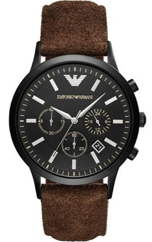 Buy Shop Emporio Armani Chronograph Black Dial Brown Leather Strap Watch For Men - AR11078 USA Online