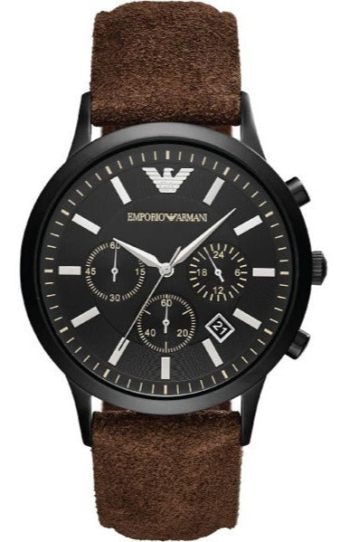 Buy Shop Emporio Armani Chronograph Black Dial Brown Leather Strap Watch For Men - AR11078 USA Online