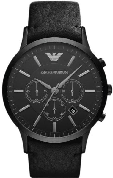 Buy Shop Emporio Armani Sportivo Chronograph Black Dial Black Leather Strap Watch For Men - AR2461 USA Online