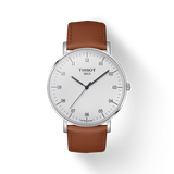 Buy Shop Tissot T Classic Everytime Large White Dial Brown Leather Strap Watch For Men - T109.610.16.037.00 USA Online