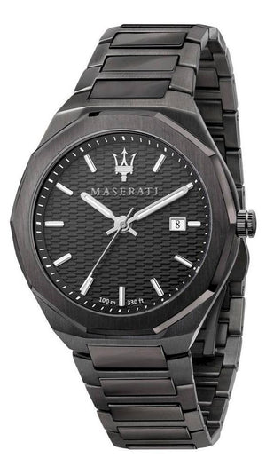 Buy Shop Maserati Stile Quartz Black Dial Black Steel Strap Watch For Men - R8853142001 USA Online
