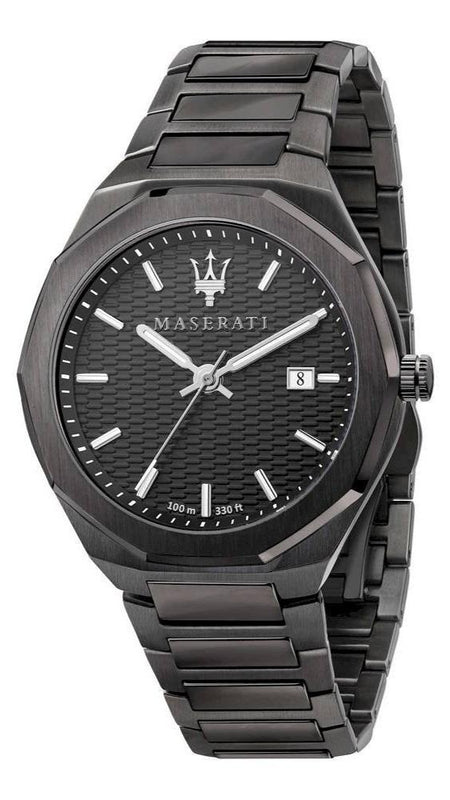Buy Shop Maserati Stile Quartz Black Dial Black Steel Strap Watch For Men - R8853142001 USA Online