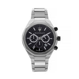 Buy Shop Maserati Stile Chronograph Black Dial Silver Steel Strap Watch For Men - R8873642004 USA Online