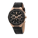 Buy Shop Maserati Stile Black Matte Dial Black Leather Strap Watch For Men - R8871642001 USA Online