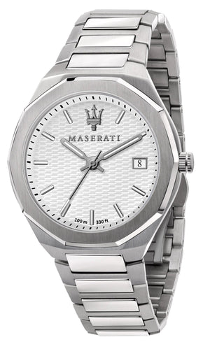 Buy Shop Maserati Stile 3H White Dial Silver Steel Strap Watch For Men - R8853142005 USA Online