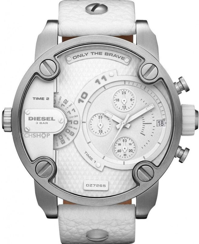 Buy Shop Diesel Badass Chronograph White Dial White Leather Strap Watch For Men - DZ7265 USA Online