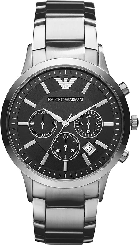 Buy Shop Emporio Armani Classic Chronograph Black Dial Silver Steel Strap Watch For Men - AR2434 USA Online